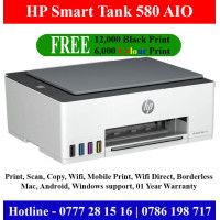 HP Smart Tank 580 Printer Sri Lanka. Print, Scan, Photocopy, Wifi 1 Y Warranty