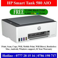 HP Smart Tank 580 Printer Sri Lanka. Print, Scan, Photocopy, Wifi 1 Y Warranty
